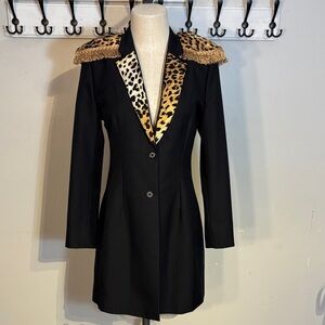 Shania Twain refashioned coat with leopard accents size Medium